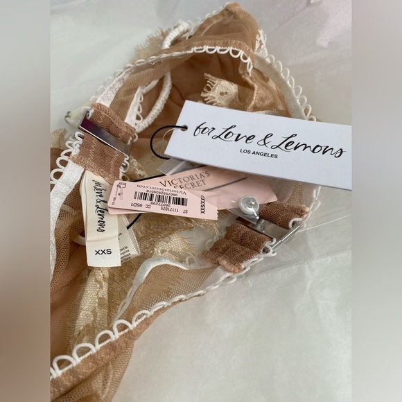 For Love & Lemons Nude & White Faye Lace Underwire Bra Size XXS New With Tag - Picture 10 of 12